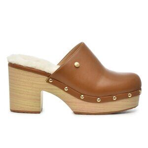 Taryn Rose Women's Reedah Platform Clog PU brown leather faux fur size 9 NEW Y2k
